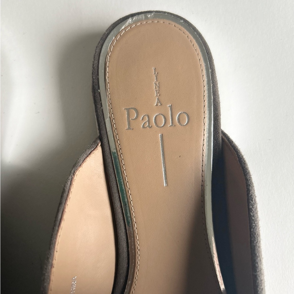 Linea Paolo Grey Suede Genuine Leather Point Toe Bow Mules size 7 - Picture 7 of 14